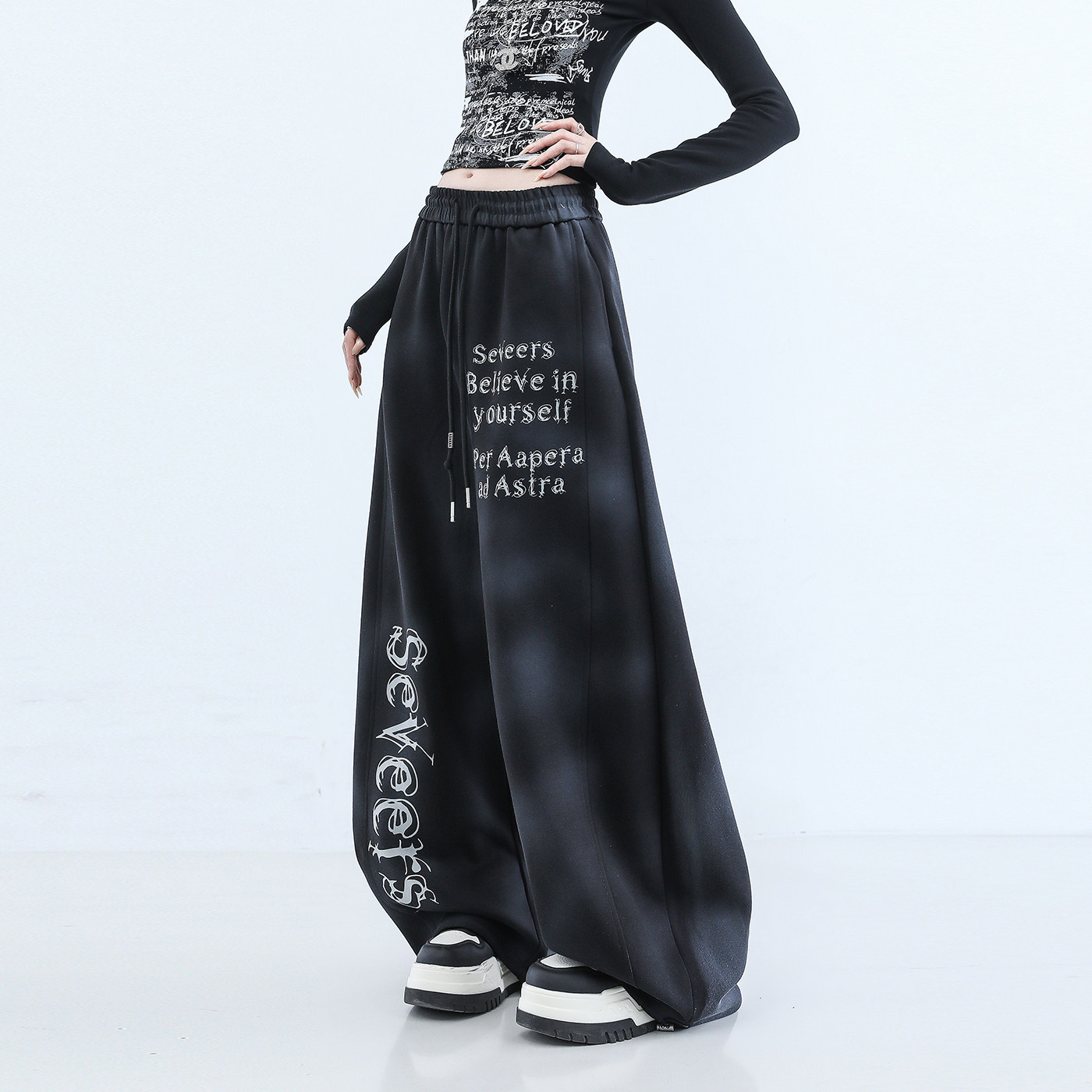 2026运动高腰阔腿裤女宽松时尚休闲长裤女装抽绳运动裤通勤保暖,女装/女士精品,休闲裤,淘宝优惠券,粉丝福利购,淘宝优惠卷