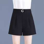 高腰宽松直筒休闲阔腿a字5分中裤 五分裤 子 冰丝西装 短裤 夏季 女薄款