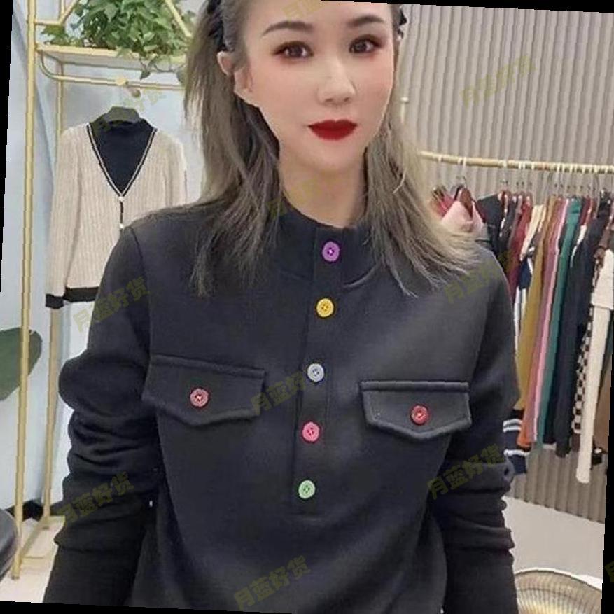 德绒高级感立领长袖T恤女秋季新款大码显瘦内搭打底衫妈妈装上衣