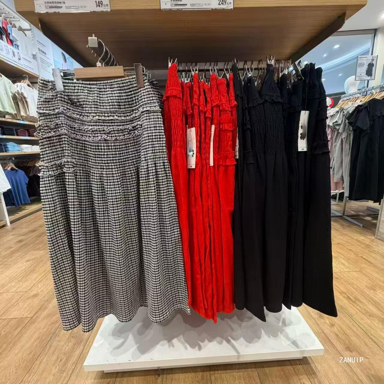 女装抽褶裙/荷叶边高腰显瘦格纹半身裙休闲A字裙长裙26夏季488089