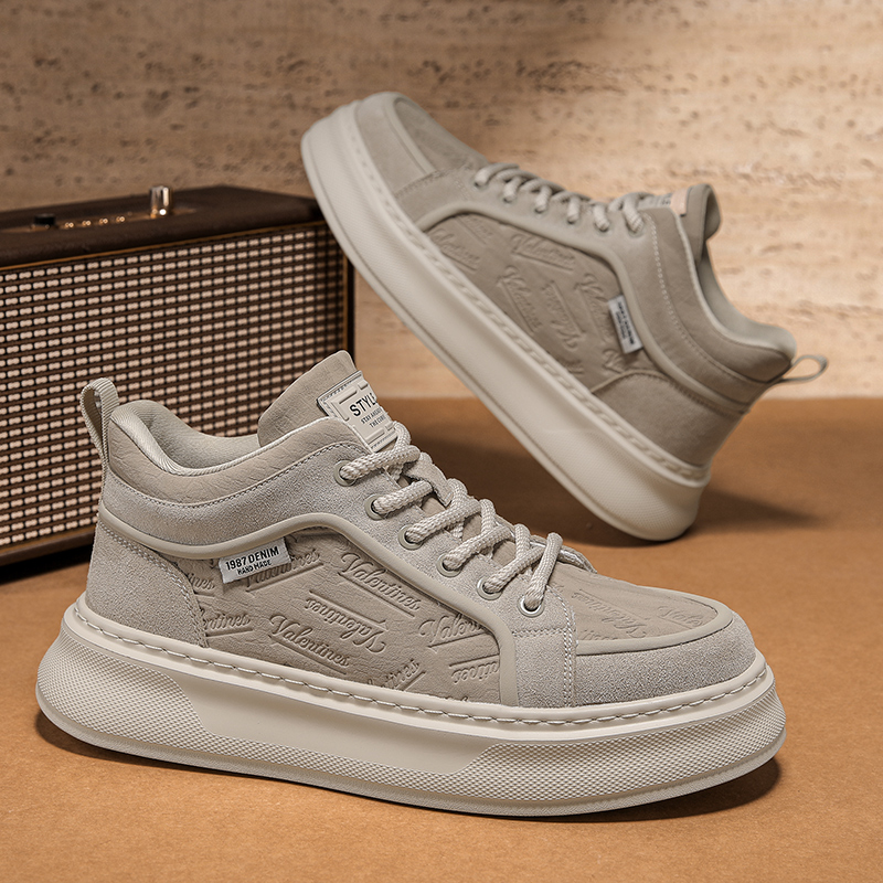 高帮鞋男款新款冬季潮牌高级感厚底男士真皮运动百搭休闲板鞋