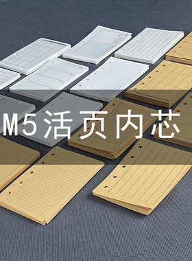 文可新款M5活页加厚内芯周计划月计划牛皮纸记账5孔隔页拉链袋