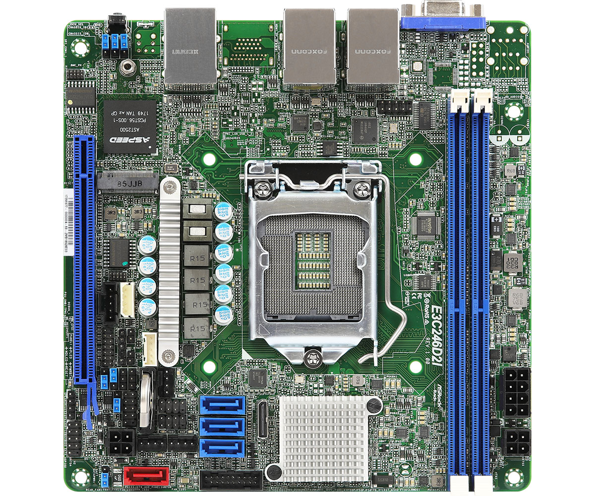 永擎E3C246D2I主板LGA1151 DDR4 ECC非ECC E-2100/E2200