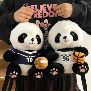 网红新款 可爱熊猫双肩包卡通软萌毛绒校园软妹日系少女生日礼物