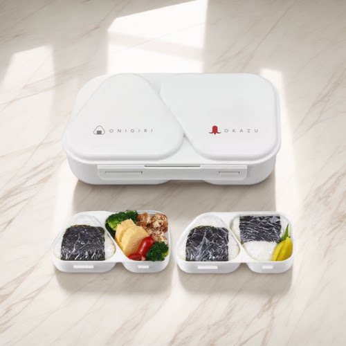 OSK日本进口卡通史努比水果午餐饭盒三角形饭团分格便当盒餐具