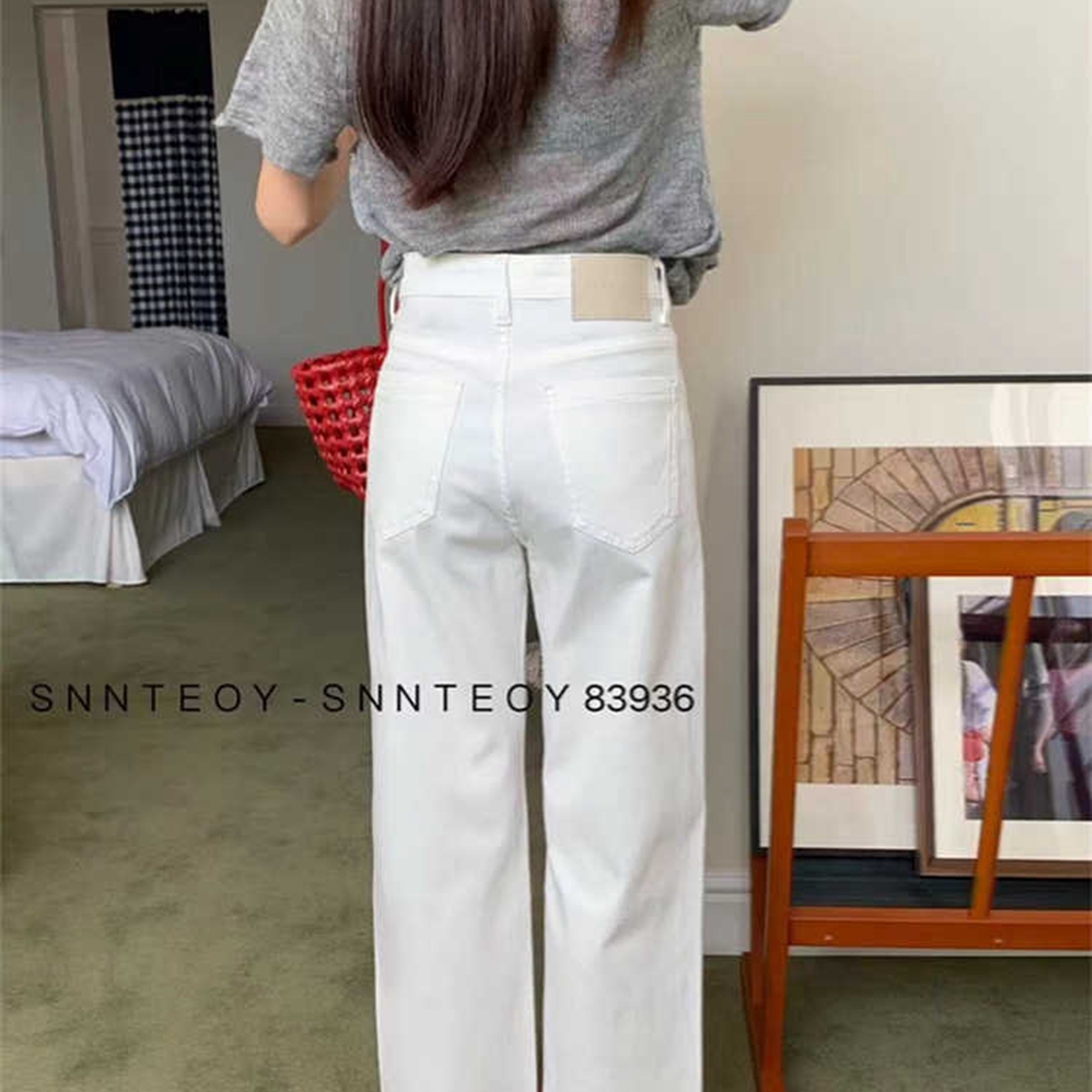 代嘉儿83936直筒牛仔裤女2025夏薄款森调弹力白色九分阔腿裤显瘦