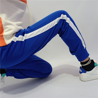 宝蓝色白条运动长裤通用校服裤子