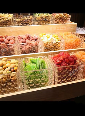 酒店商用档口餐具自助餐餐厅创意水果罐头点心碗中式锤点玻璃方碗