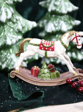 圣诞节装饰礼物树脂摇马木马家居客厅书柜房间布置摆件送友礼品