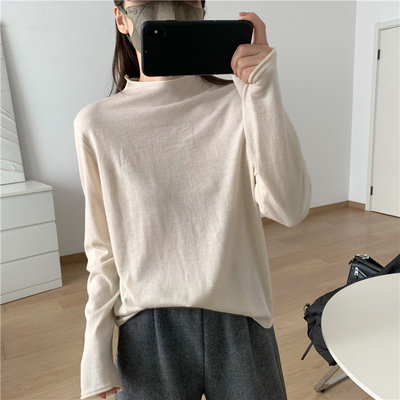 羊毛针织衫半高领套头上衣