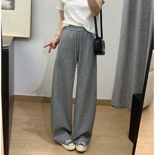 香蕉裤 细米定制高密长绒棉高腰慵懒休闲弯刀裤 女舒适百搭阔腿长裤