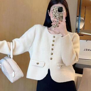 新款小香风外套女秋冬外穿舒适气质软糯毛衣宽松高级感开衫上衣