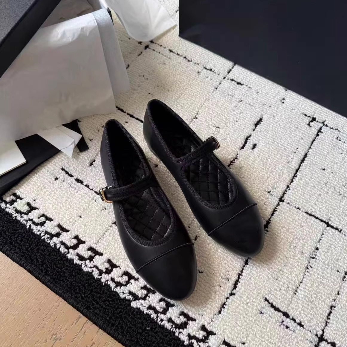 ZG级牛货 小香风24S羊皮革玛丽珍芭蕾舞鞋时尚平底一字搭扣单鞋女