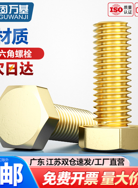 固万基黄铜外六角螺丝钉铜制加长螺栓大全螺钉螺杆M4M5M6M8M10m12