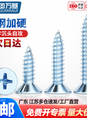 十字平头自攻螺丝钉蓝锌加硬KA十字沉头自攻钉电子小木螺钉M4M5M6