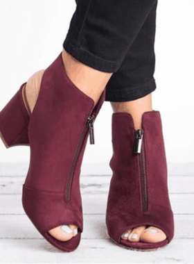 鱼嘴凉鞋女粗跟凉靴women high heels shoes for ladies sandals