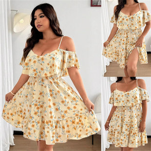 ladies Plus women 女装 碎花吊带连衣裙L dress大码 size Print