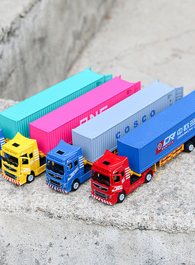 精邦1/60合金工程车模型远洋集装箱货柜车中欧班列货运卡车86015