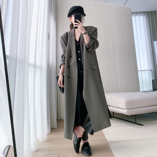休闲气质中长款 韩版 垂感挺括外套 新款 懂点灰色大牌风衣女2026春季