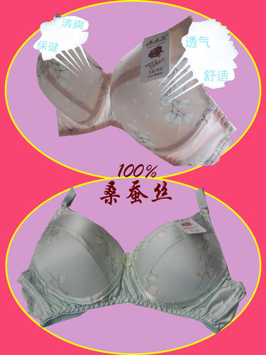 100%蚕丝薄款文胸春姿鸟花色内衣