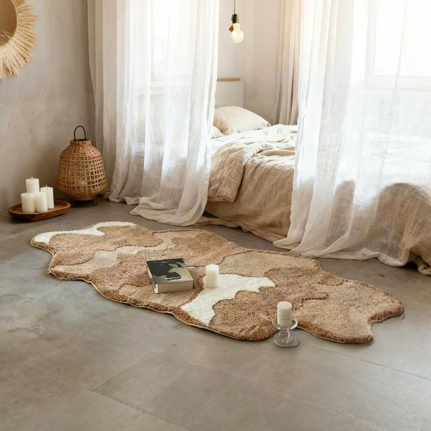 原创侘寂风异形植绒地毯