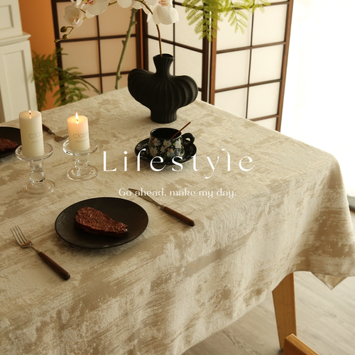 法式复古奶油风雪尼尔绒面桌布