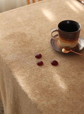 纯色桌布加厚柔软毛绒高级感学生书桌轻奢家用防水防滑茶几餐桌布