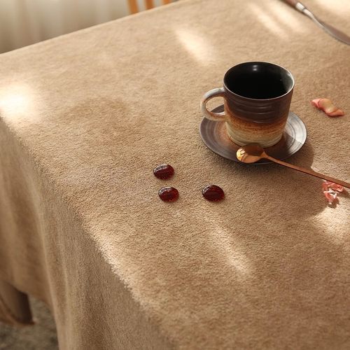 简约纯色毛绒防水防滑餐桌布