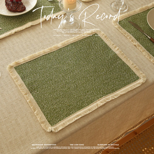 北欧田园风棉麻编织绿色餐垫轻奢高级感餐桌隔热垫一人食拍照道具