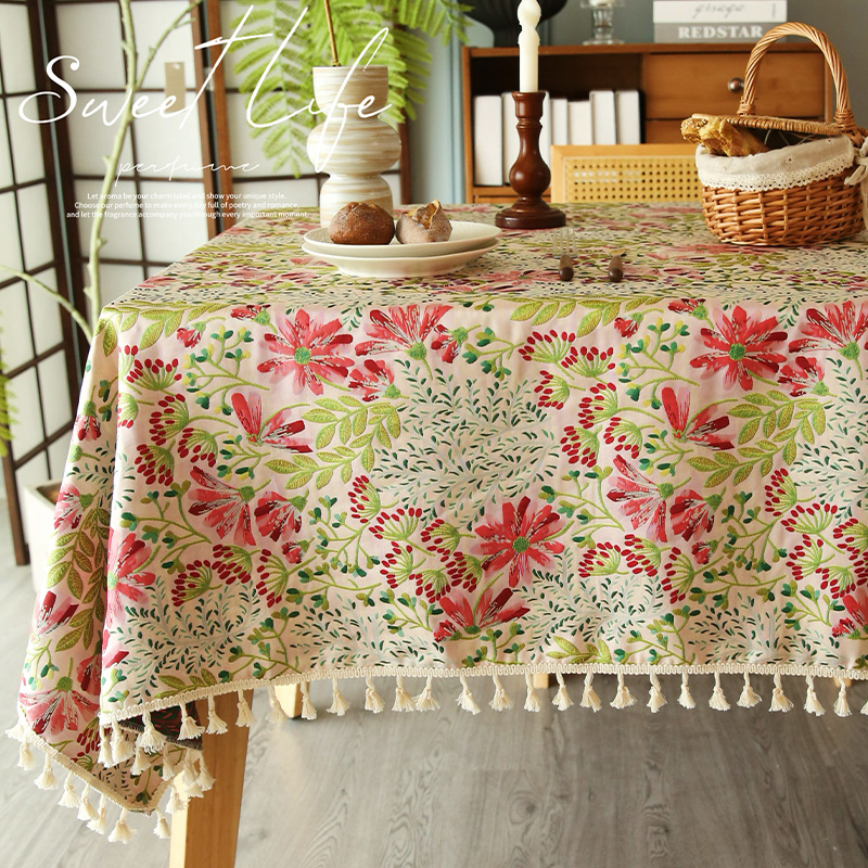 新中式田园风高密织金提花桌布