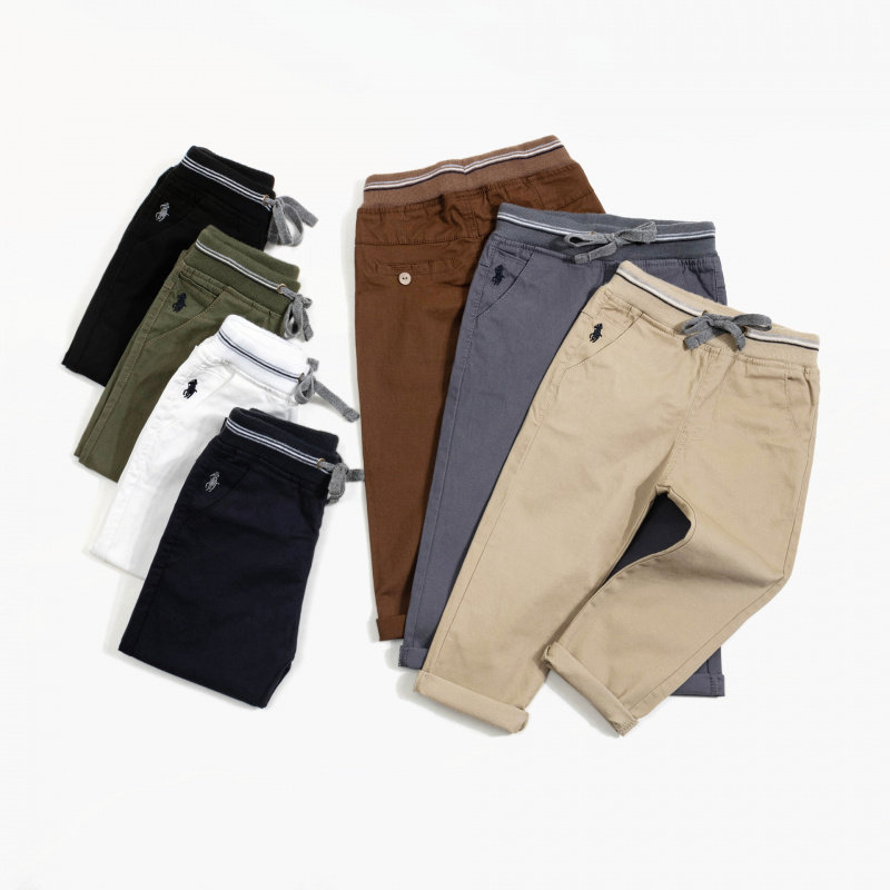 童装厂家现货春秋款男童直筒系绳西服长裤男童洋气纯棉卡其裤