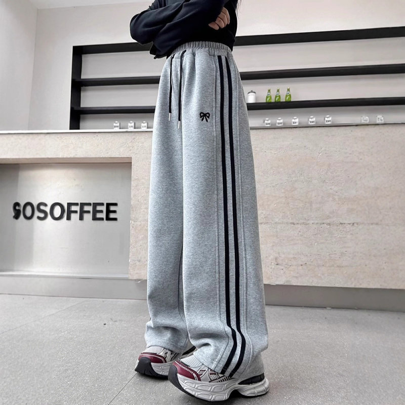 女童休闲裤子春秋2026新款儿童直筒运动卫裤女大童春装阔腿长裤子