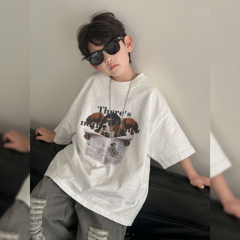 儿童纯棉T恤2026夏季新款韩版男童短袖薄款中小童上衣童装夏装潮t