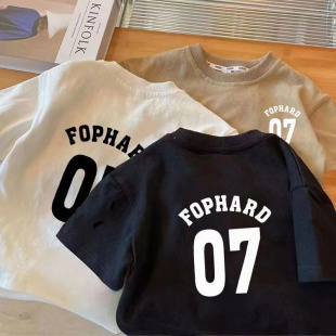 2026新款棉短袖T恤字母印花夏季男童女童童装小童韩版上衣t打底衫