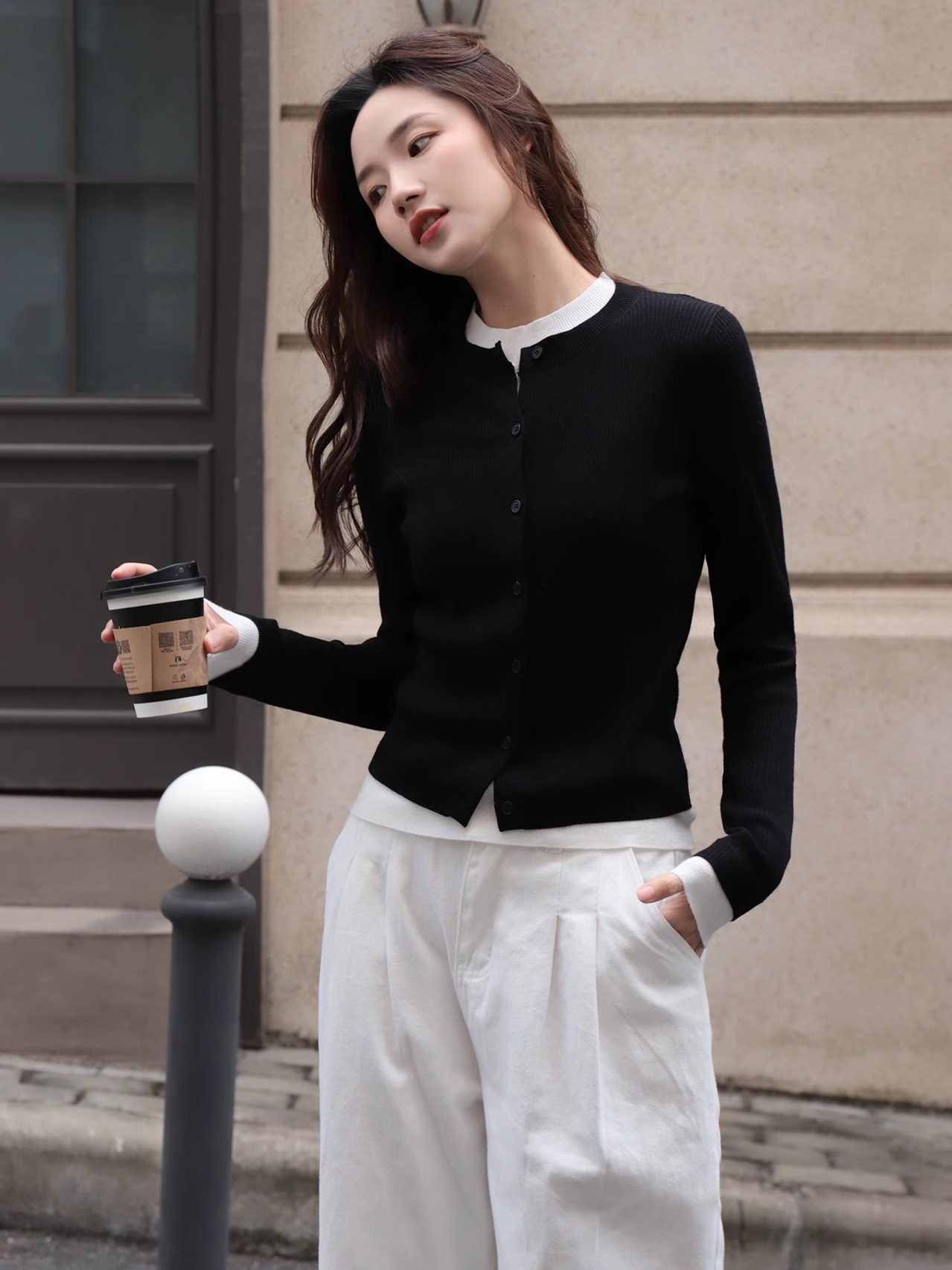 针织打底衫女秋冬内搭可外穿2025新款修身显瘦拼接短款假两件上衣