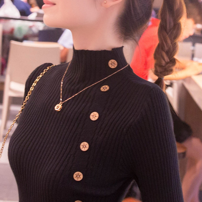 半高领黑色打底衫女2025新款秋冬内搭可外穿洋气毛衣针织衫上衣女