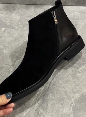 2086头层牛皮休闲新款高帮男士黑色鞋透气韩版拼接皮休闲男皮鞋