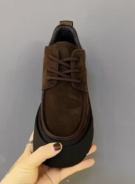 7-A890-8广州头层牛皮休闲新款加绒男士黑色磨砂皮鞋透气休闲鞋男