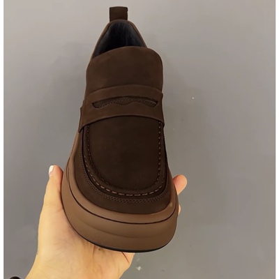 1859-3秋季新款纯皮商务休闲一脚蹬舒适圆头时尚磨砂皮软底皮鞋男