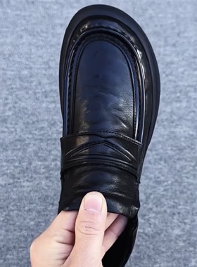 87381新款男鞋纯皮商务休闲一脚蹬福乐鞋时尚皮鞋休闲软底鞋男