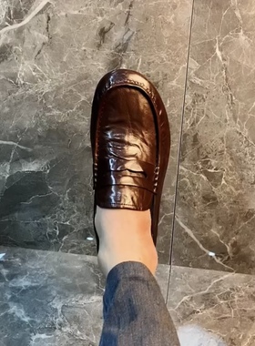 70123男鞋纯皮夏季商务休闲一脚蹬豆豆鞋懒人驾车皮鞋抛光软底鞋