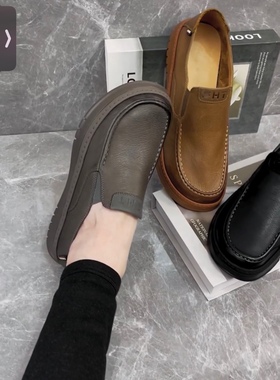 6119四季休闲板鞋新款低帮头层牛皮男士黑色鞋透气韩版休闲男皮鞋