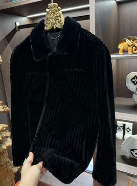 2025新款男士皮草新款百搭黑色大气加厚外套时尚百搭休闲保暖上衣