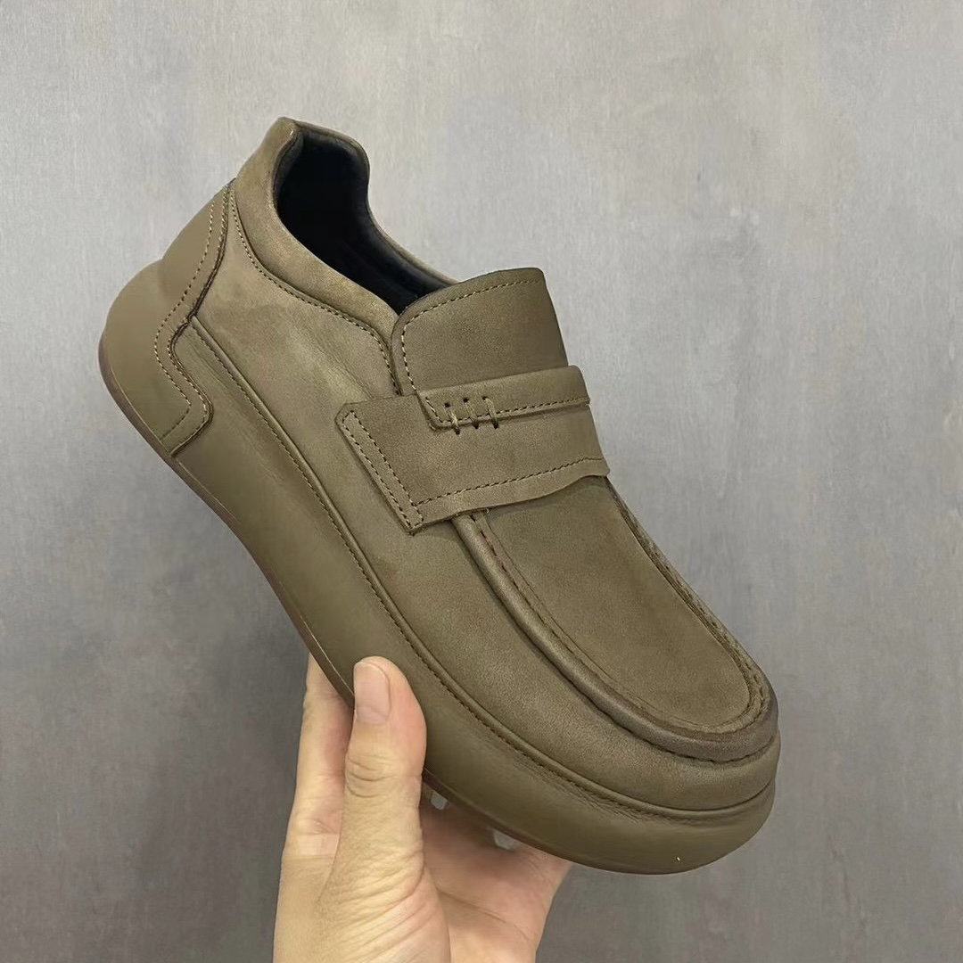 639731秋季新款纯皮商务休闲一脚蹬舒适圆头时尚百搭软底皮鞋男