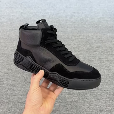 88688休闲板鞋新款男士鞋透气加绒韩版磨砂拼接皮休闲男皮鞋净色