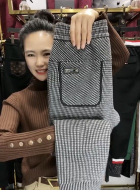 2262春季新款弹力净色欧货黑色休闲中高腰小脚裤千鸟格休闲裤男