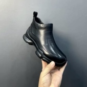 新款 休闲男皮鞋 高帮侧拉链男士 韩版 黑色鞋 2025M商务休闲软皮板鞋