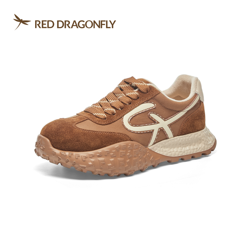 红蜻蜓冬季女休闲阿甘鞋德训加绒