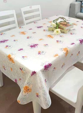 长方形桌布防水防油塑料家用印花