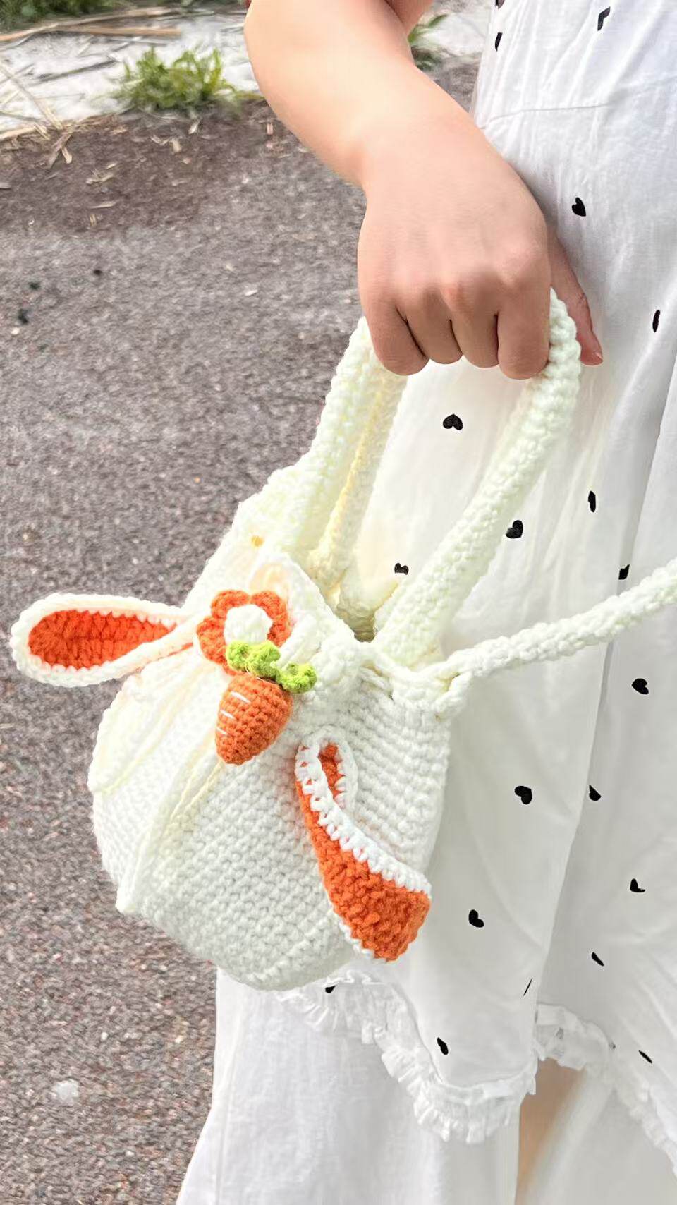 《成品》纯手工钩织，胡萝卜兔耳DIY编织材料包